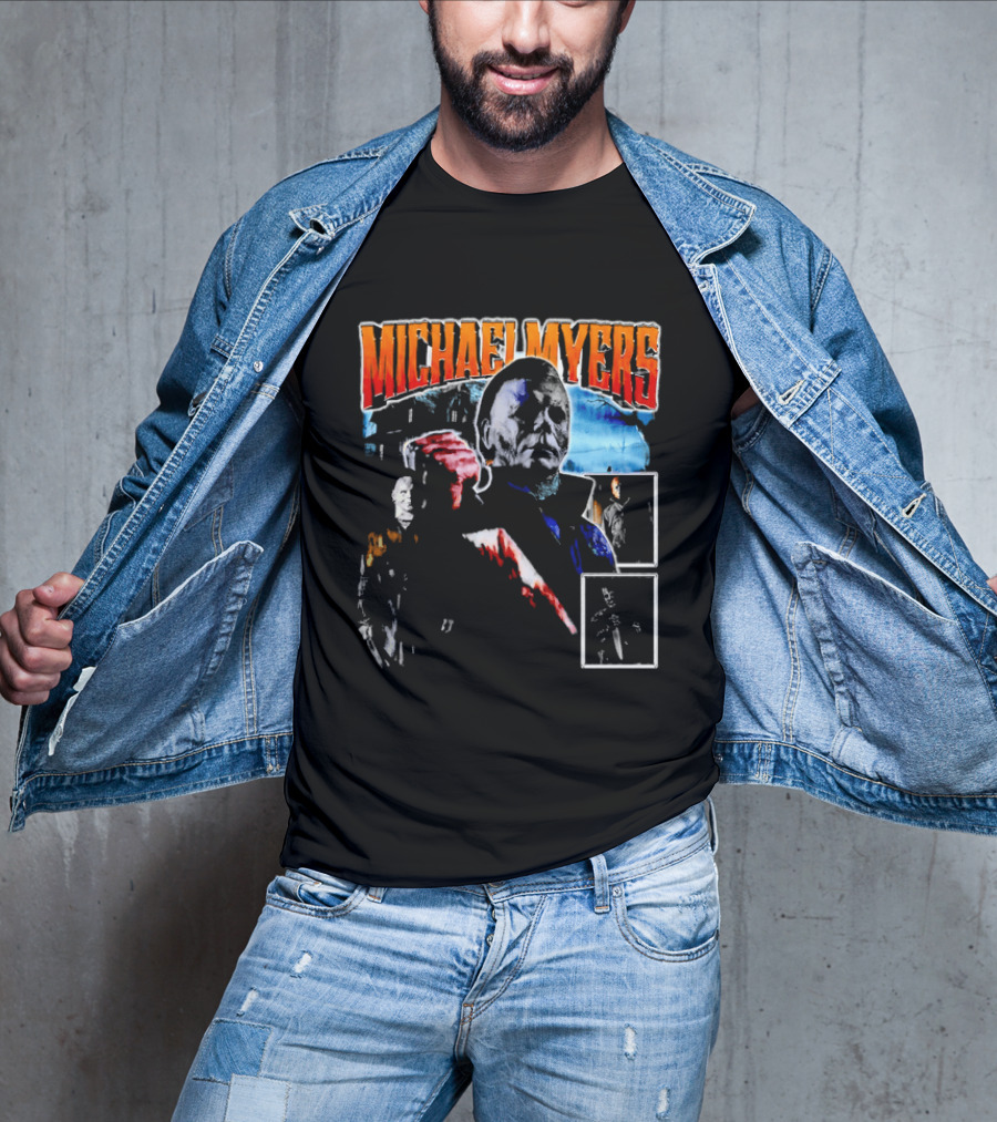 Michael Myers Bootleg Collage Mask Bloody Knife House T-Shirt