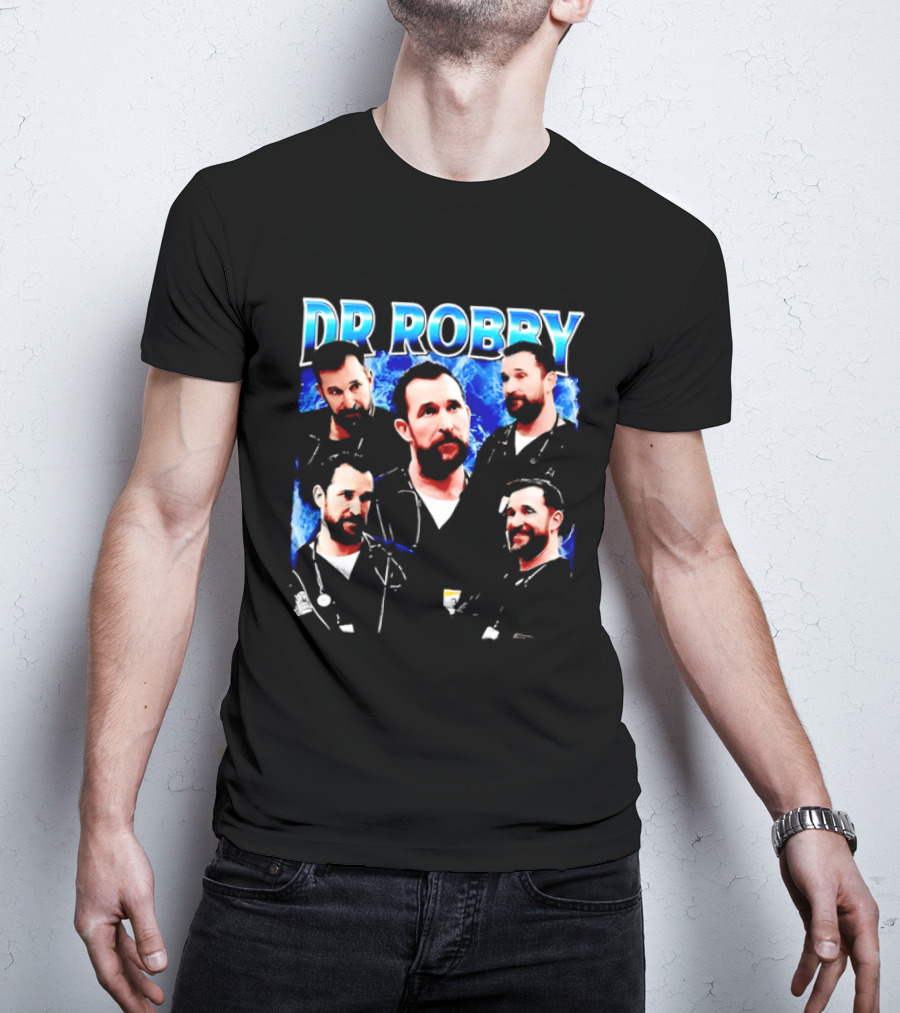 Dr Robby Bearded Male Doctor Scrubs Stethoscope Photo Collage T-Shirt