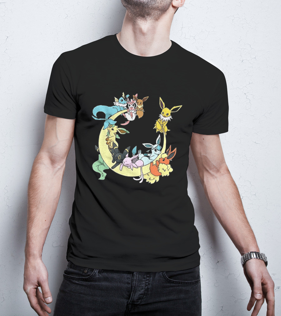 Eevee Evolutions Sylveon Umbreon Flareon Jolteon Vaporeon Espeon Leafeon Glaceon T-Shirt
