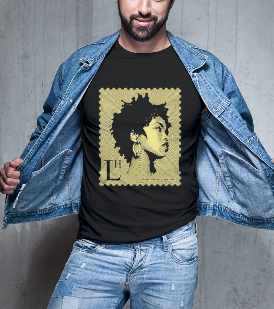 Everything Is Lh Gold Line Afro Woman Stamp T-Shirt