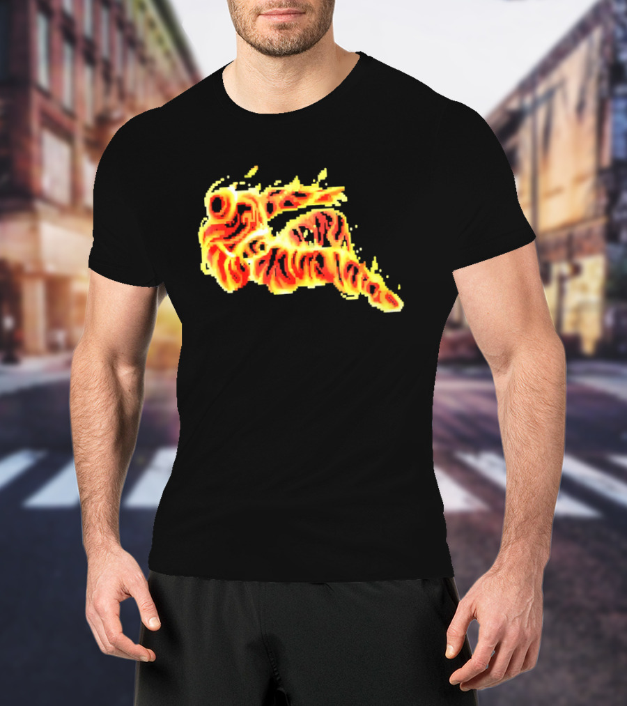 Fiery Waves Of Burning Flame Blaze In Yellow Orange Red Hues T-Shirt
