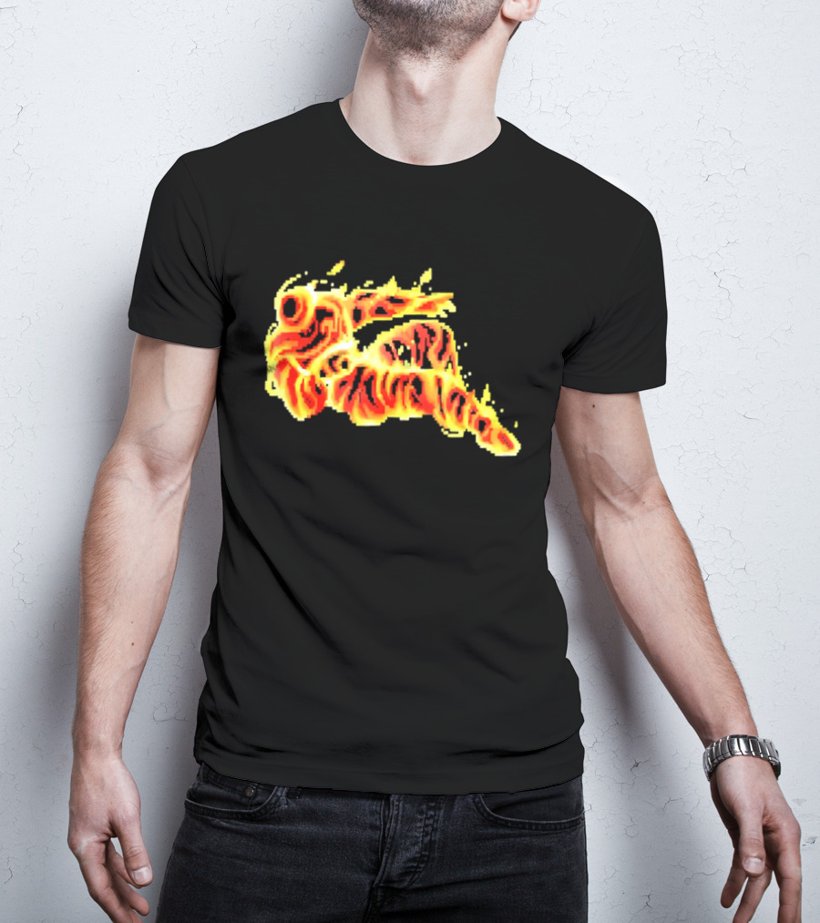 Fiery Waves Of Burning Flame Blaze In Yellow Orange Red Hues T-Shirt