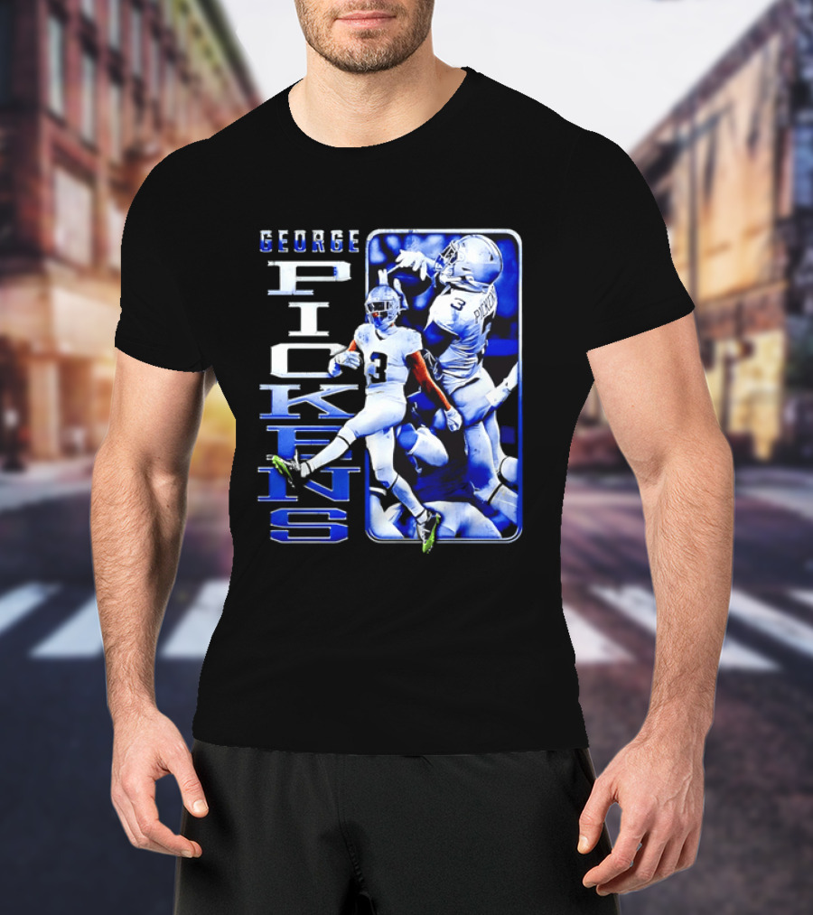George Pickens Football Catching Collage Blue T-Shirt