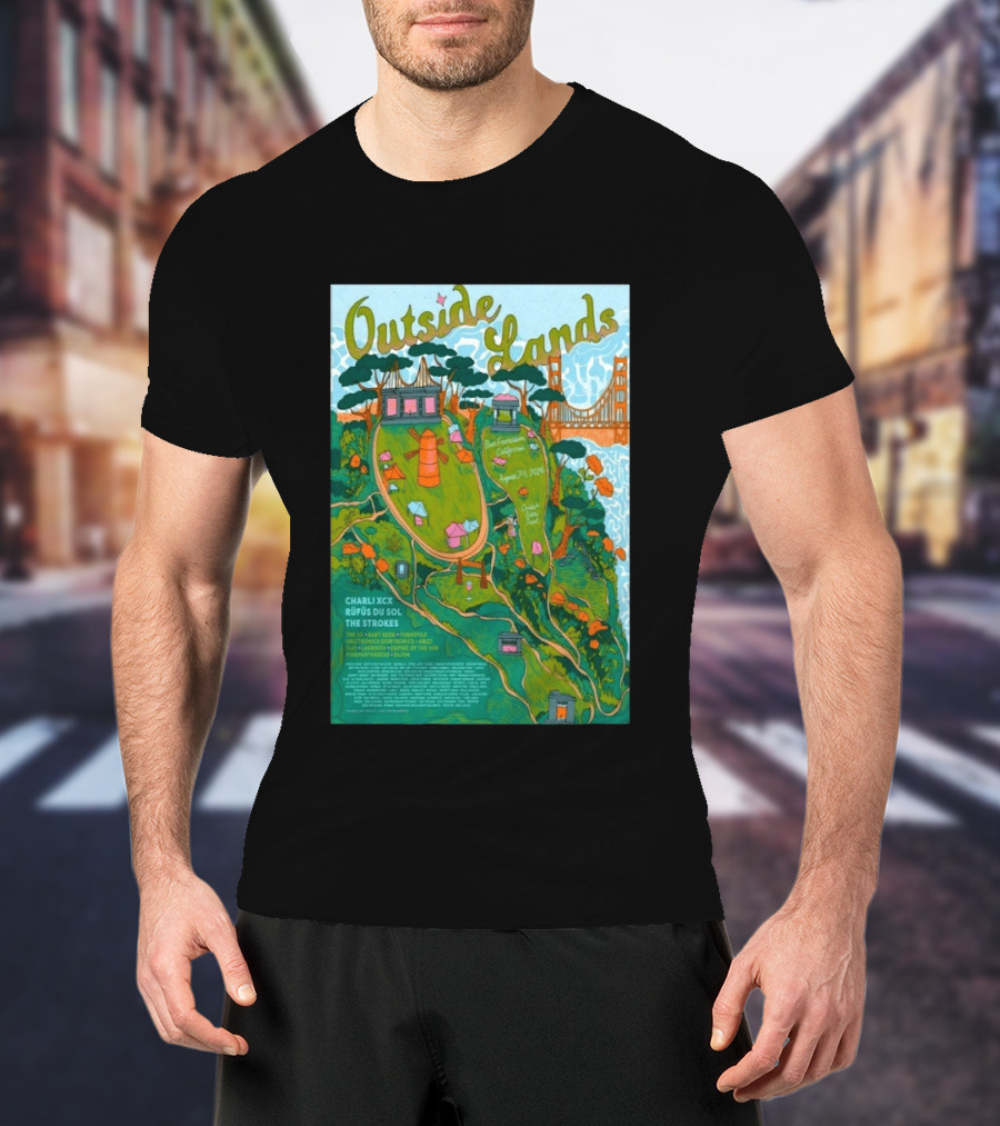 Outside Lands San Francisco August 7 9 2026 Golden Gate Park Charli XCX Rufus Du Sol The Strokes T-Shirt
