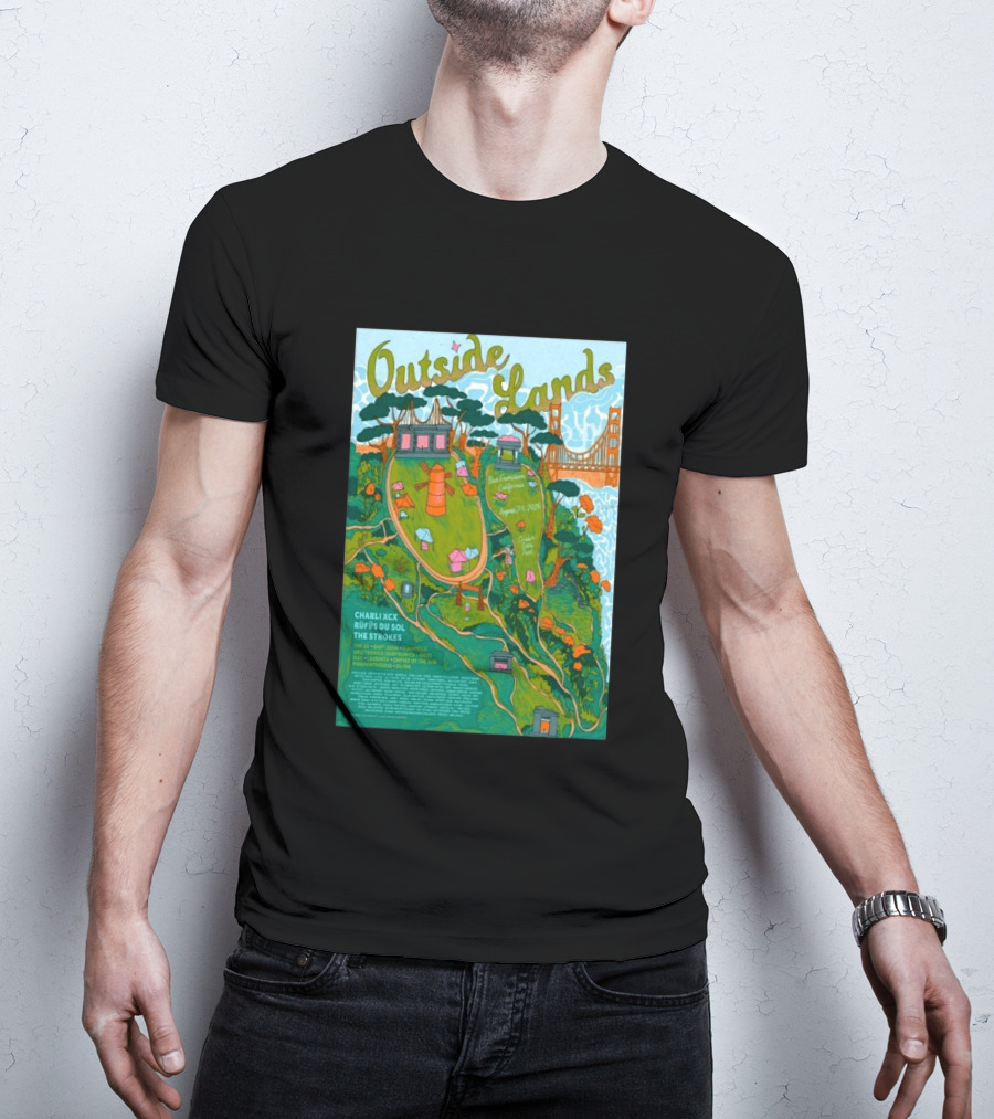 Outside Lands San Francisco August 7 9 2026 Golden Gate Park Charli XCX Rufus Du Sol The Strokes T-Shirt