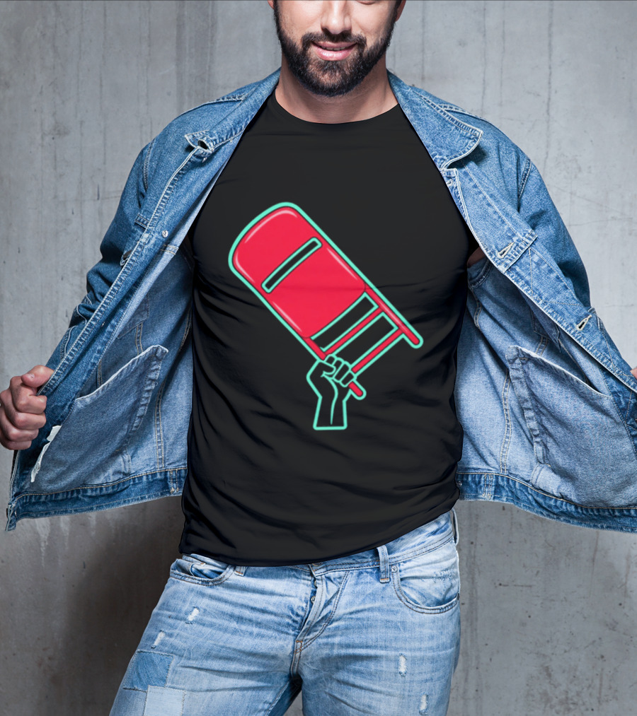 Rebellious Raised Fist Holding Red Chair Protest T-Shirt