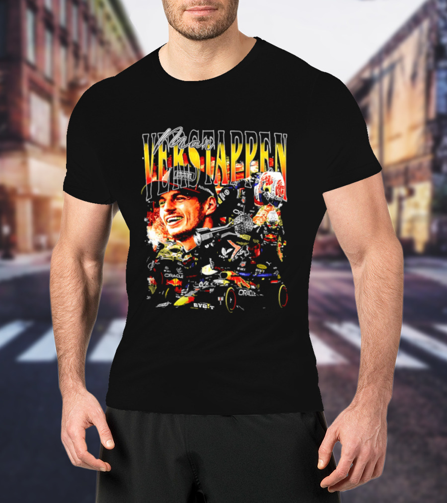 Max Verstappen Red Bull Racing F1 Driver Trophy Car Photo Collage T-Shirt
