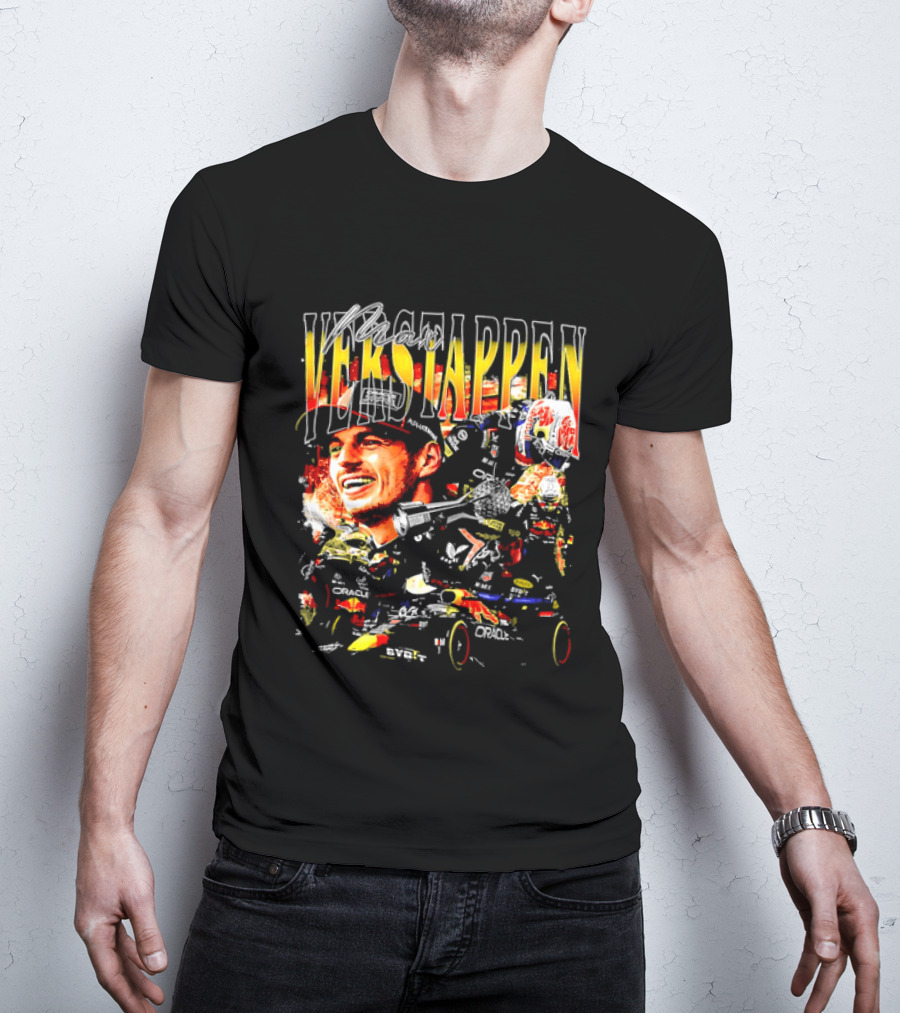 Max Verstappen Red Bull Racing F1 Driver Trophy Car Photo Collage T-Shirt