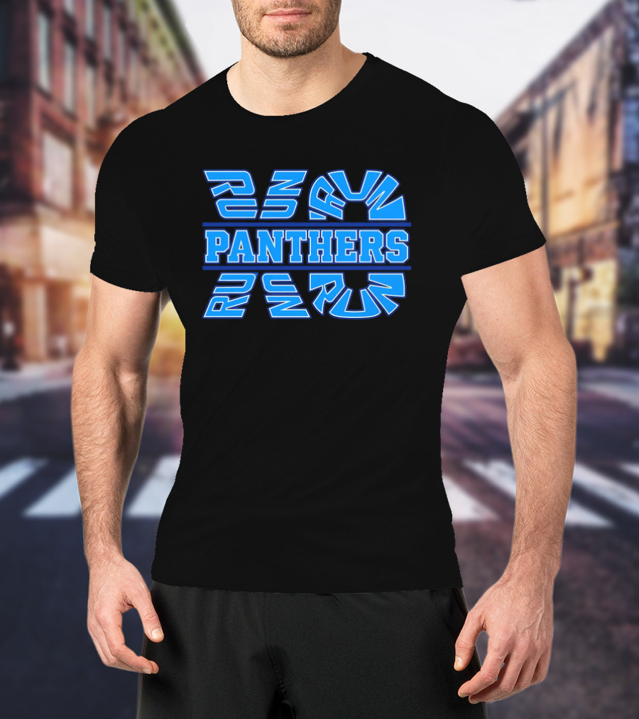 Run Panthers Repeated Blue Kinetic Athletic Block T-Shirt