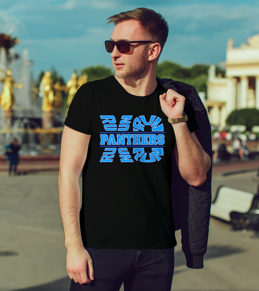 Run Panthers Repeated Blue Kinetic Athletic Block T-Shirt