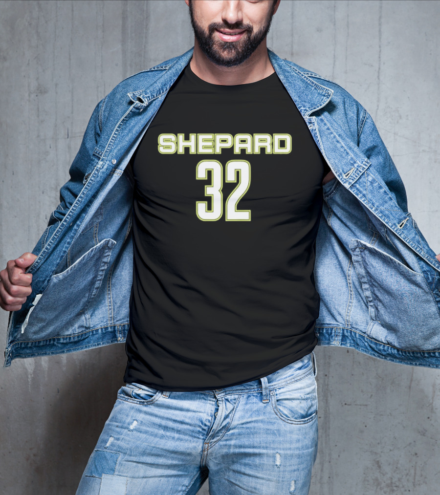 Shepard 32 Lime Green Athletic Block Lettering Jersey T-Shirt