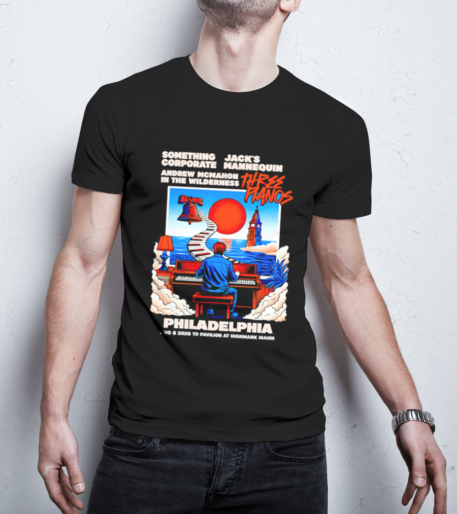 Something Corporate Jack's Mannequin Andrew McMahon Three Pianos Philadelphia Aug 08 2026 T-Shirt