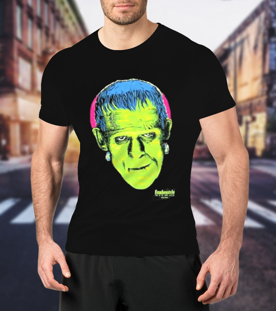 Frankenstein Universal Studios Monsters Head Travis Barker T-Shirt