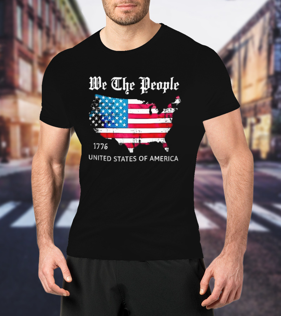 We The People 1776 Distressed USA Map Flag United States Of America T-Shirt