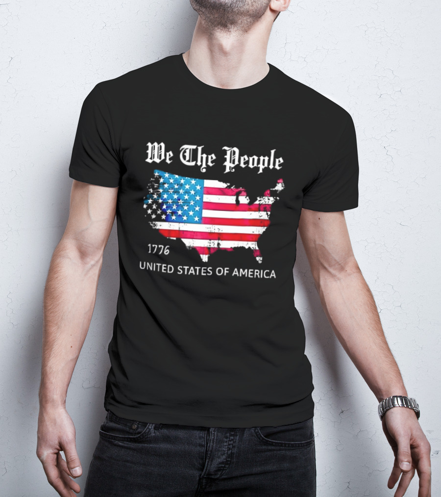 We The People 1776 Distressed USA Map Flag United States Of America T-Shirt