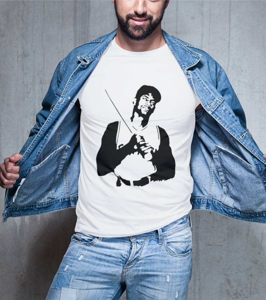 Black And White Stencil Baseball Batter Holding Bat T-Shirt