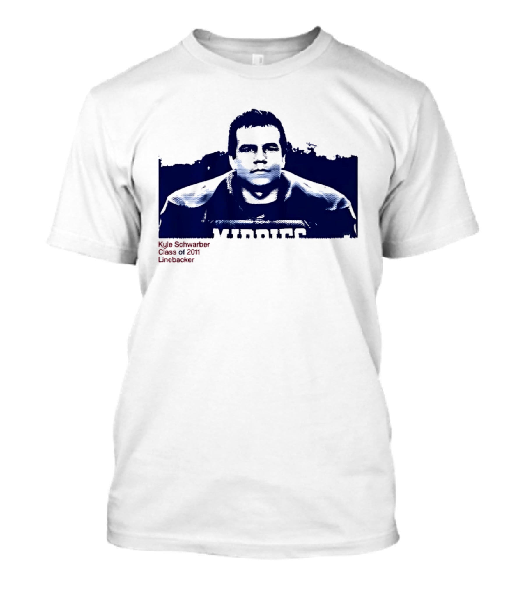 Middies Kyle Schwarber Class Of 2011 Linebacker Blue Stencil T-Shirt