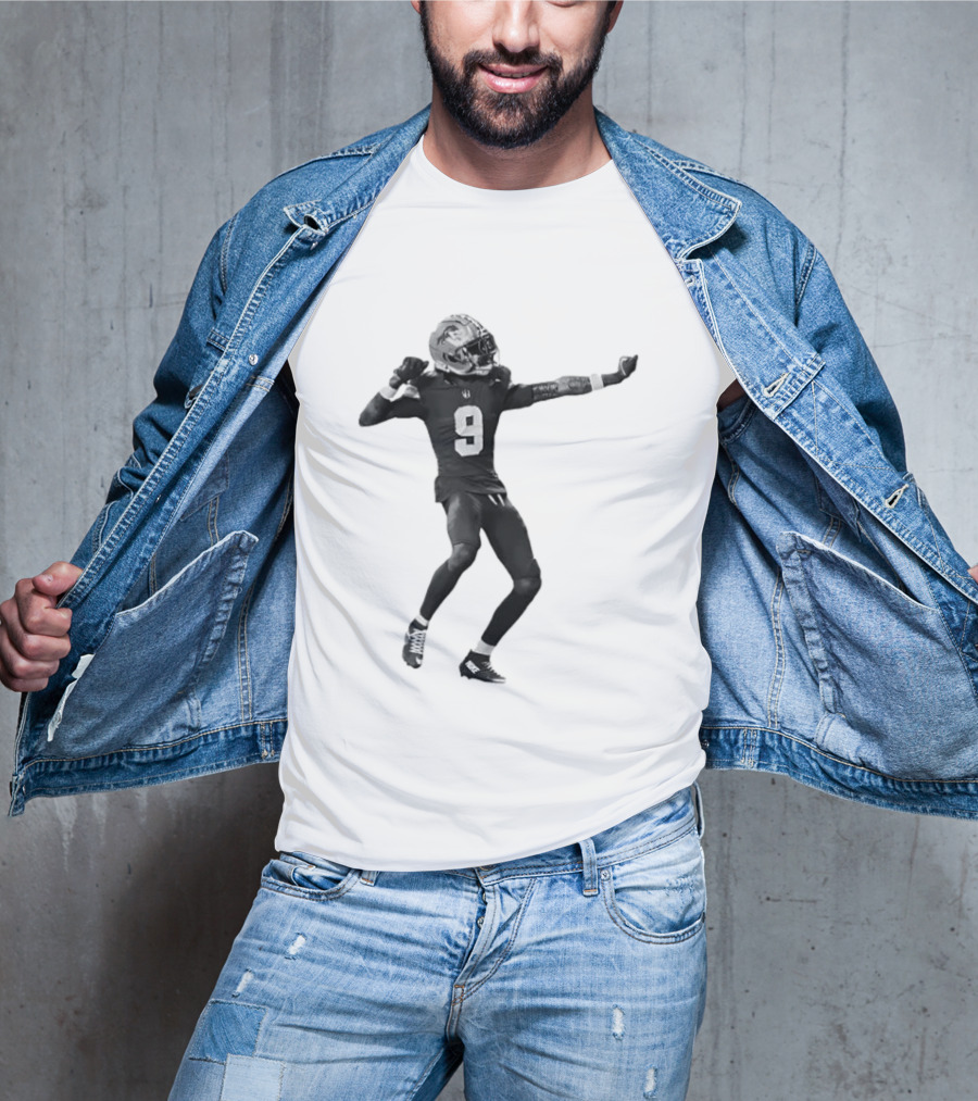 Detroit Lions Number 9 Celebratory Pose Football Athlete Cutout T-Shirt
