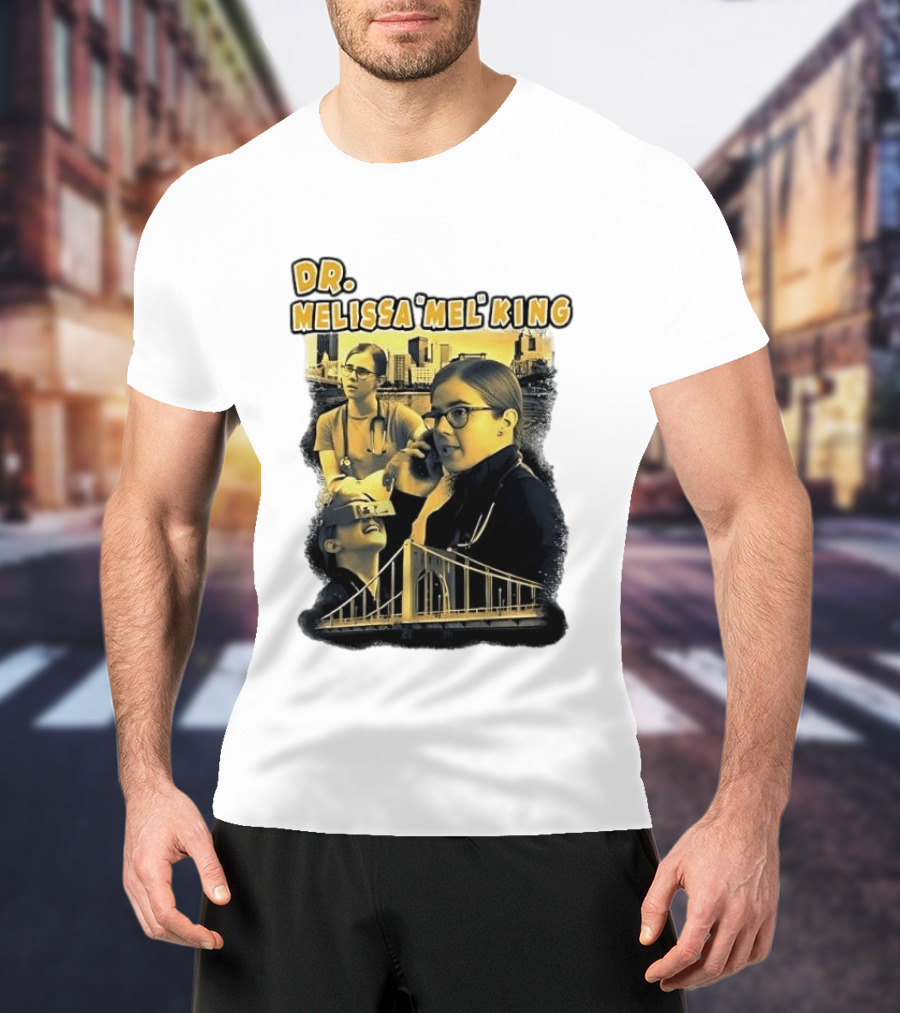 Dr Melissa Mel King Female Doctor Pittsburgh Yellow Bridge Collage T-Shirt