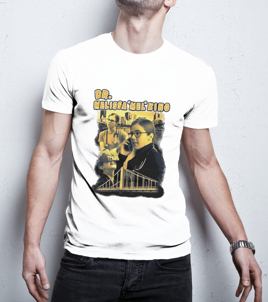 Dr Melissa Mel King Female Doctor Pittsburgh Yellow Bridge Collage T-Shirt
