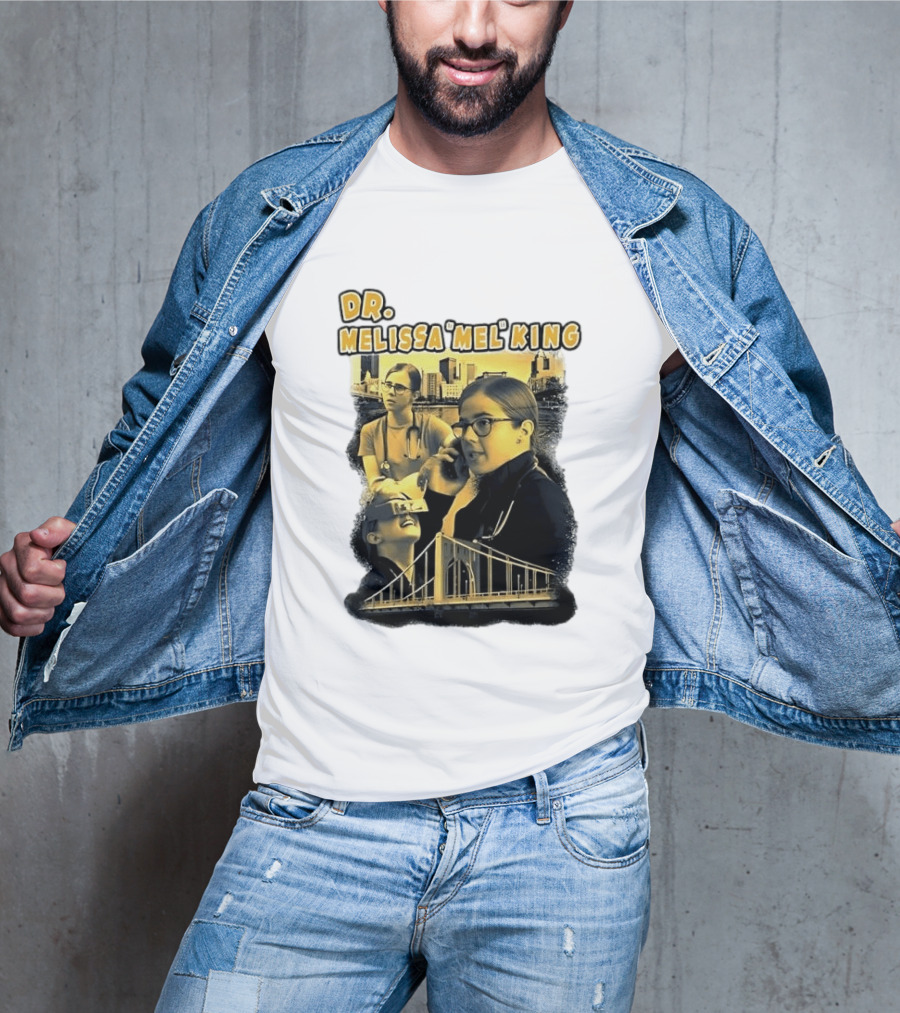 Dr Melissa Mel King Female Doctor Pittsburgh Yellow Bridge Collage T-Shirt