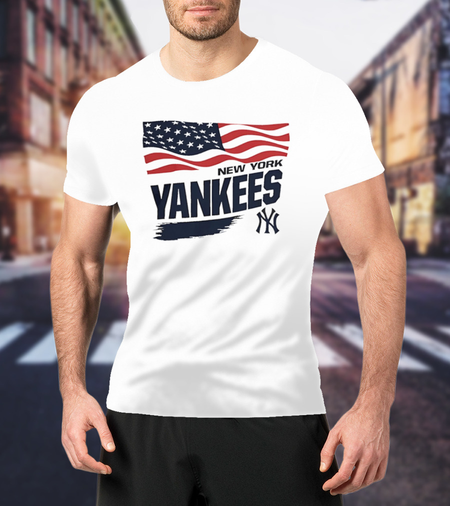 New York Yankees American Flag Brushstroke NY Yankees MLB T-Shirt