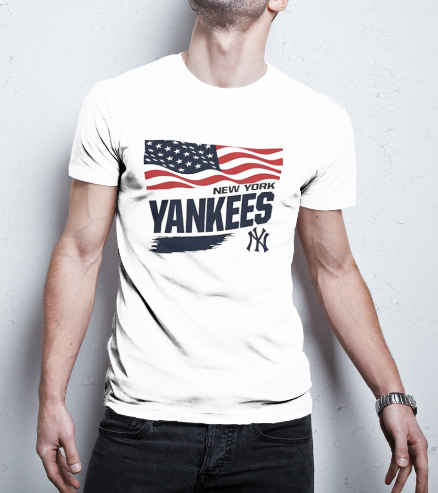 New York Yankees American Flag Brushstroke NY Yankees MLB T-Shirt