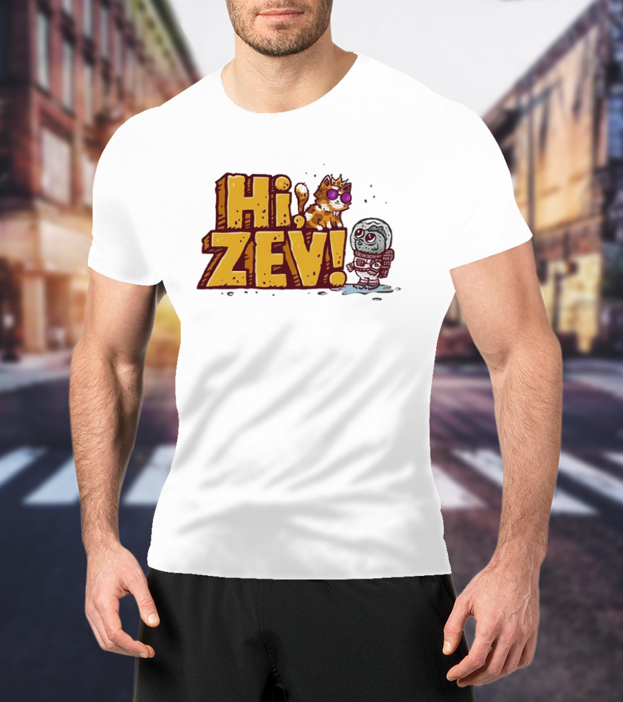 Hi Zev Cartoon Calico Cat Sunglasses Astronaut Creature T-Shirt