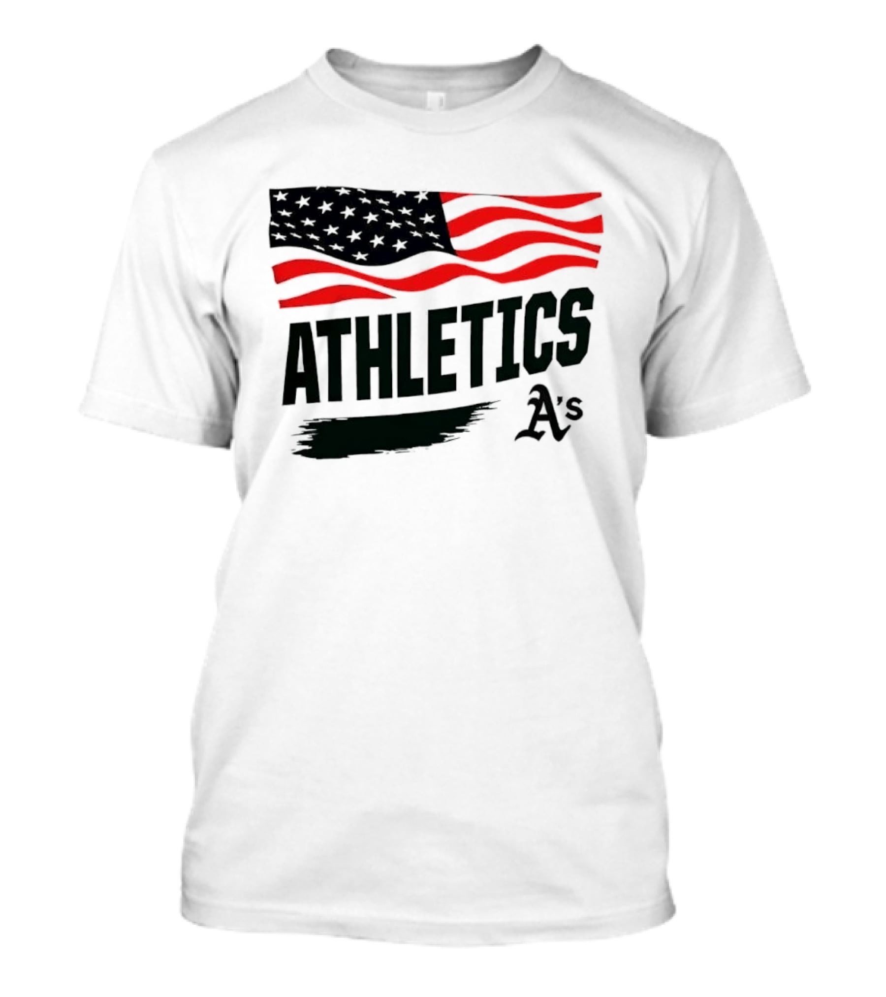 Athletics As American Flag Paint Brushstroke MLB Oakland T-Shirt