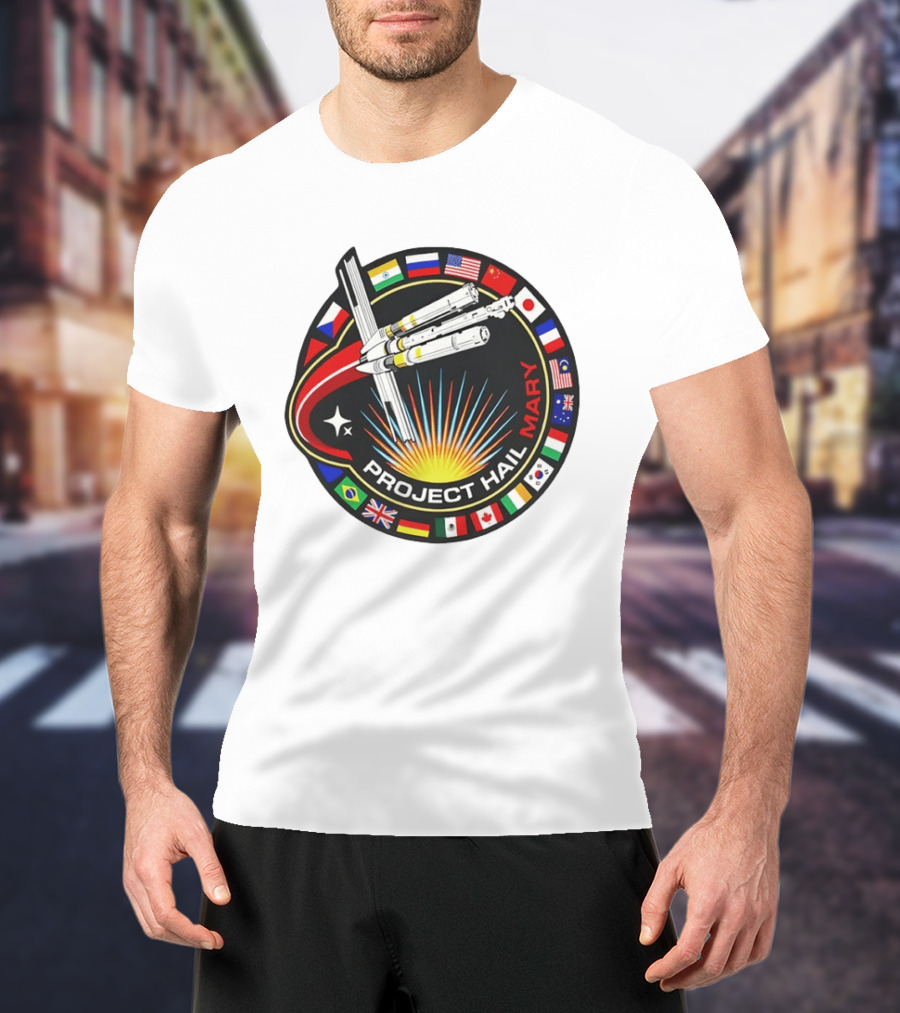 Project Hail Mary Ryland Grace Sci Fi Spacecraft Mission Flags T-Shirt