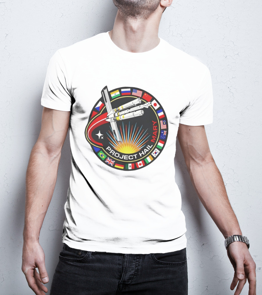 Project Hail Mary Ryland Grace Sci Fi Spacecraft Mission Flags T-Shirt
