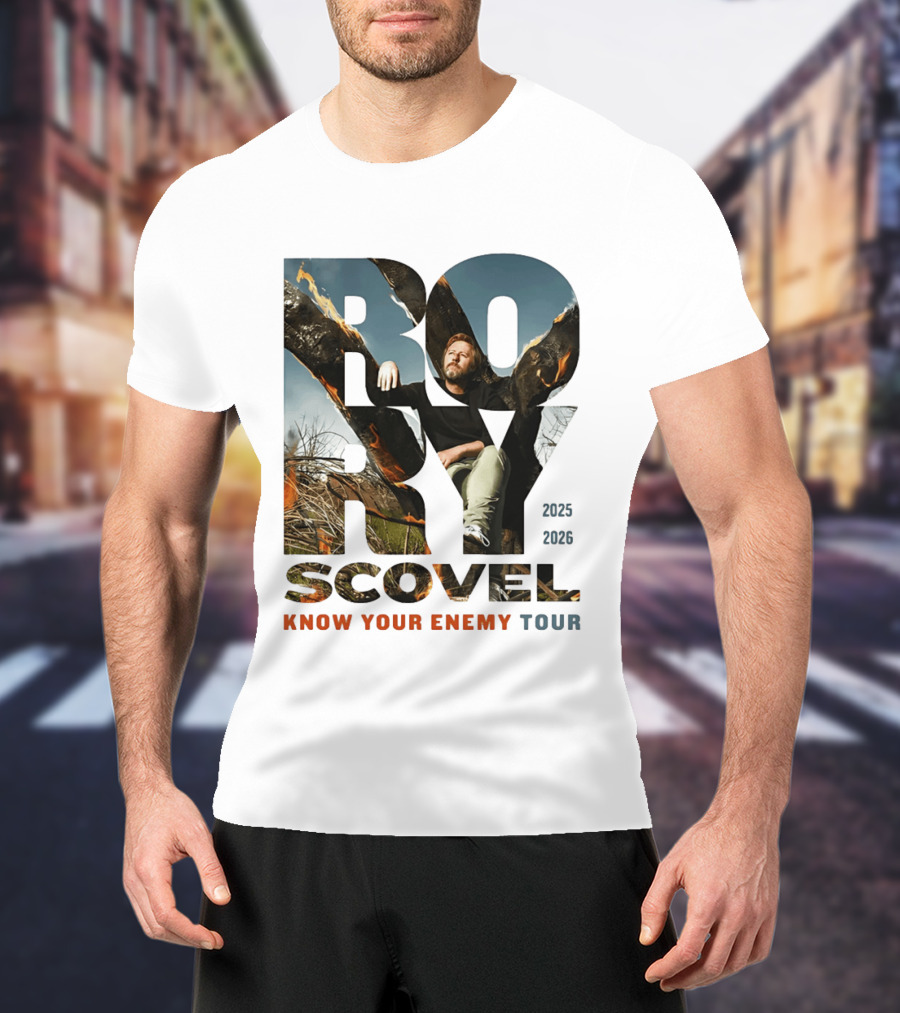 Rory Scovel Know Your Enemy Tour 2023 2026 Fire Backdrop T-Shirt