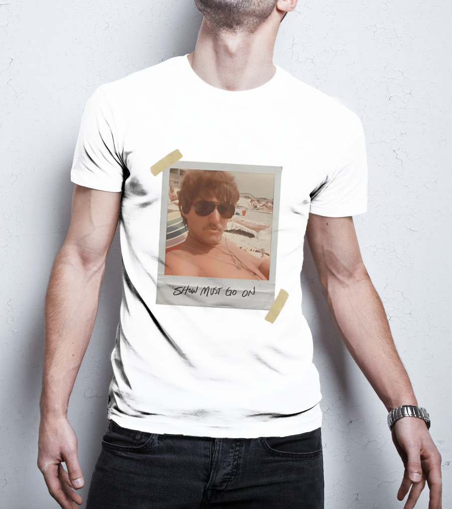 Show Must Go On Man At Beach Retro Style Polaroid T-Shirt