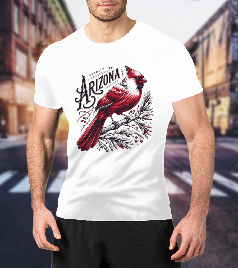Arizona Red Cardinal Spirit Perched On Branch Berries T-Shirt