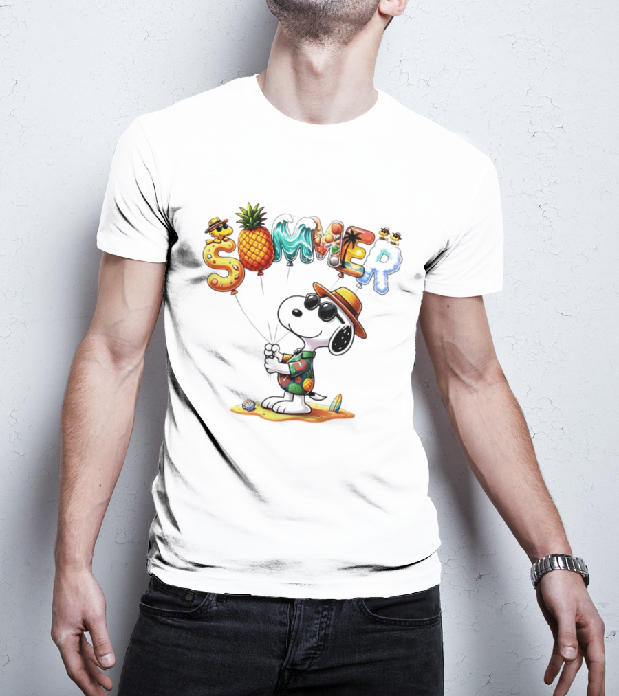 Snoopy Summer Sunglasses Pineapple Beach Balloons Fun T-Shirt