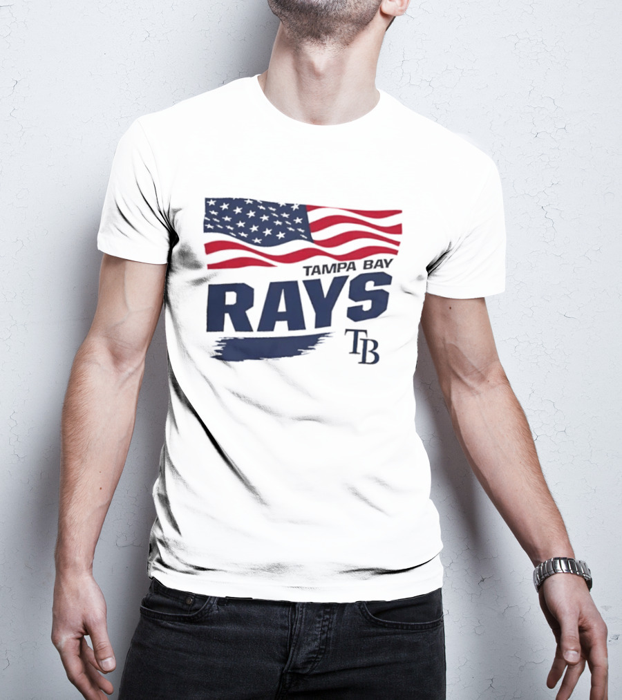 Tampa Bay Rays MLB American Flag Brush Stroke TB T-Shirt