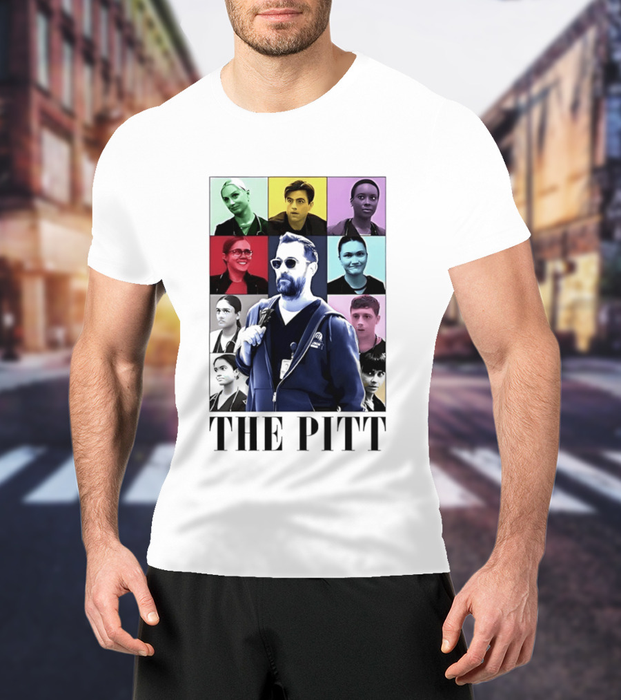 The Pitt Colorful Pop Grid Doctor Portraits Bearded Man In Sunglasses T-Shirt