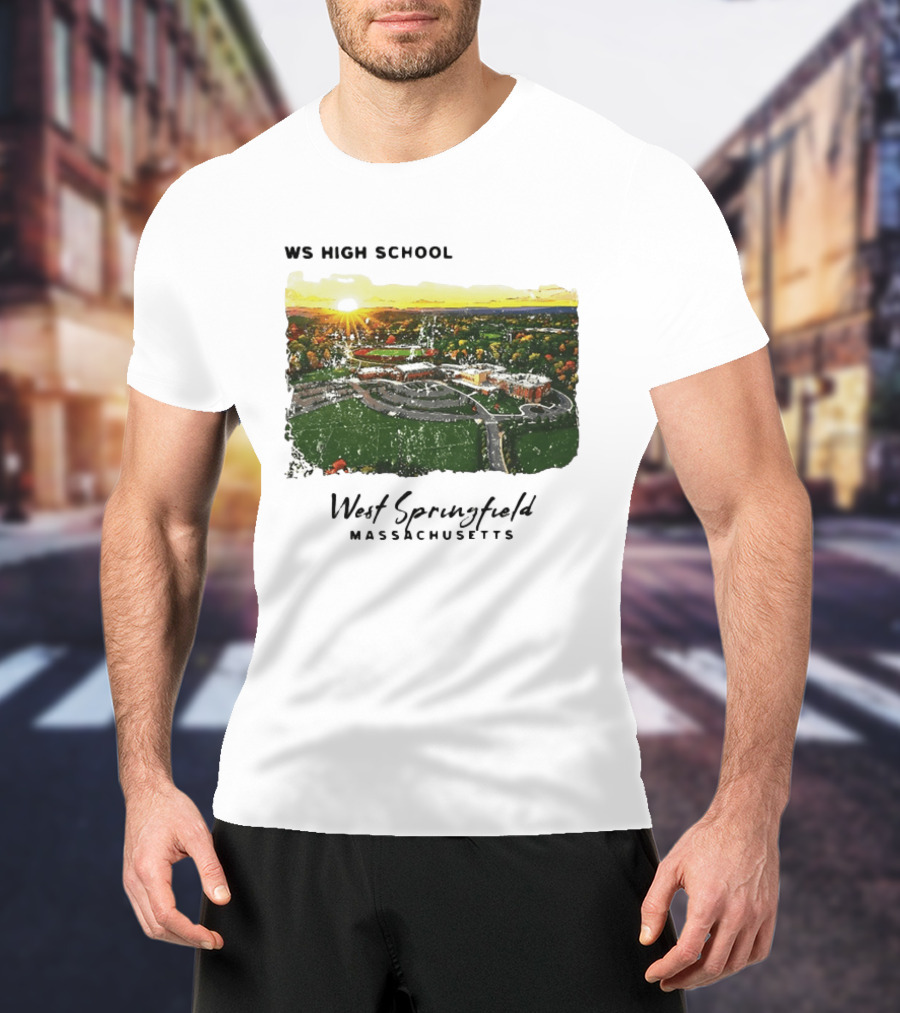 WS High School West Springfield Massachusetts Aerial Sunset Campus Landscape T-Shirt