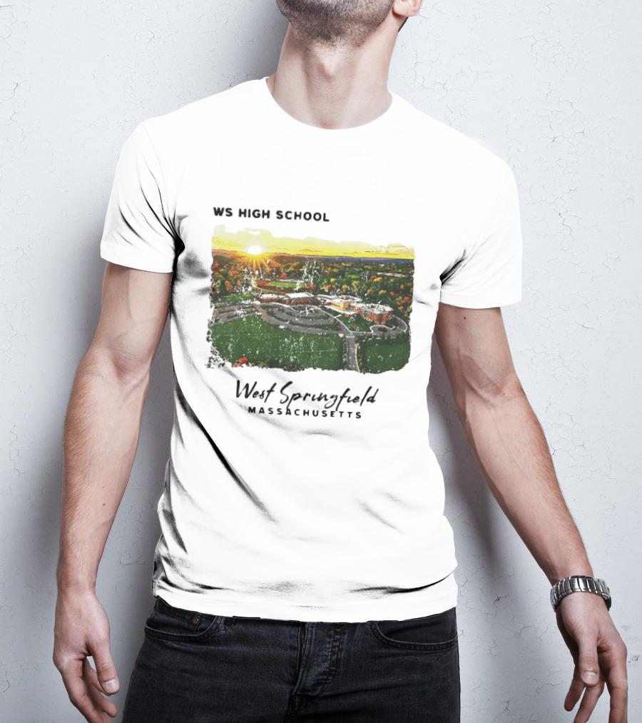 WS High School West Springfield Massachusetts Aerial Sunset Campus Landscape T-Shirt