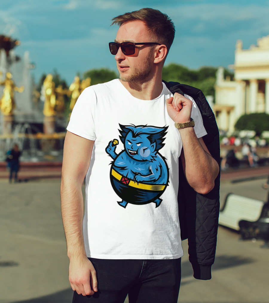 X Men Beast Caricature Cartoon Blue Character Cupcake T-Shirt