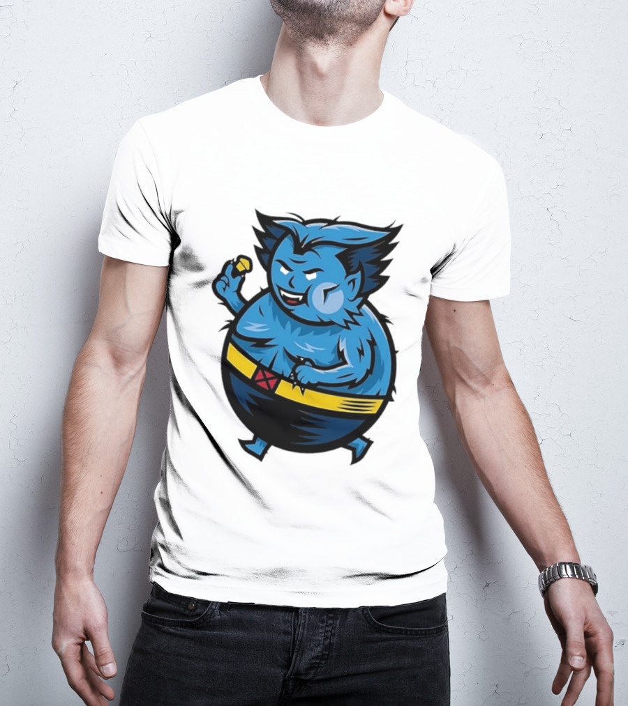 X Men Beast Caricature Cartoon Blue Character Cupcake T-Shirt