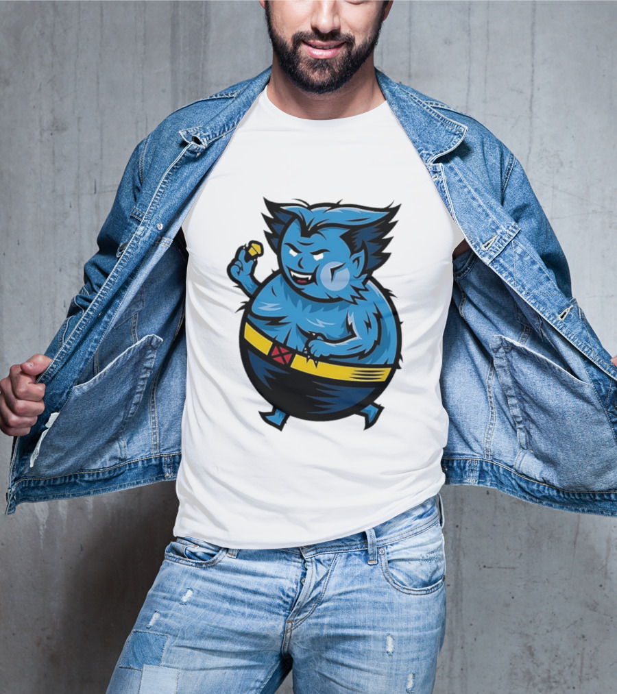 X Men Beast Caricature Cartoon Blue Character Cupcake T-Shirt