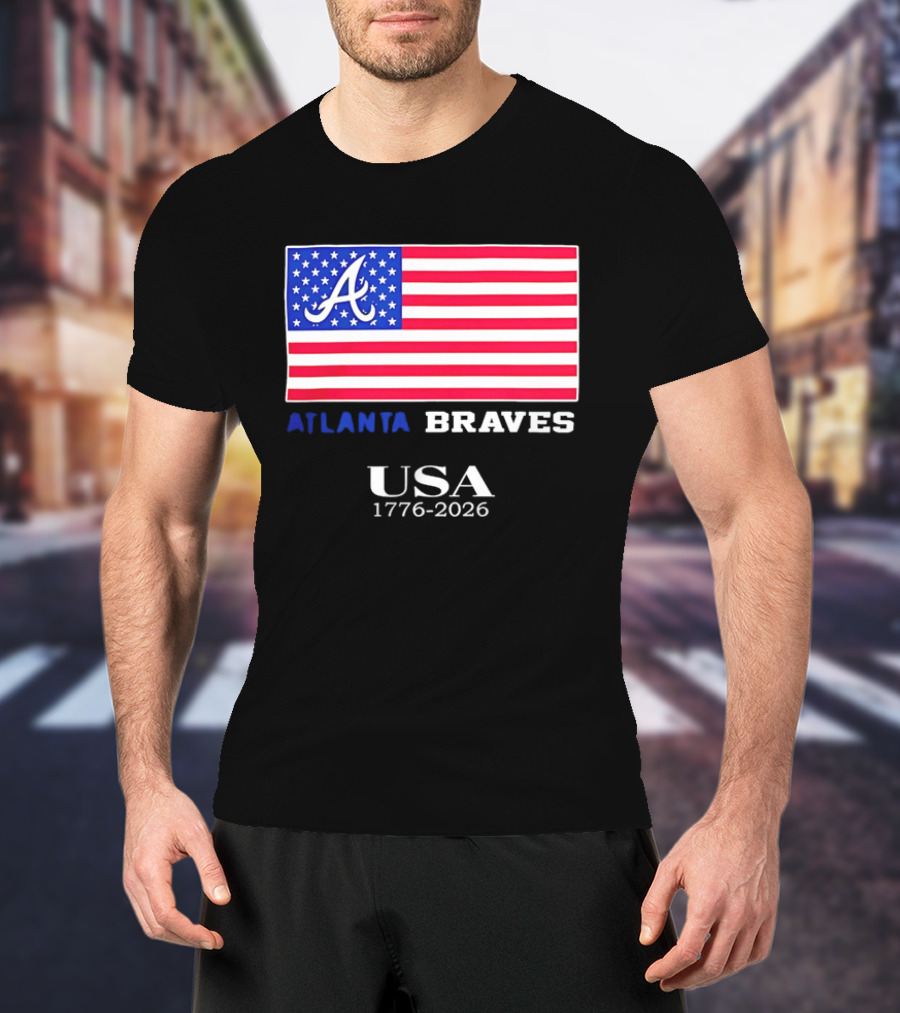 Atlanta Braves USA 1776 2026 American Flag Script A T-Shirt