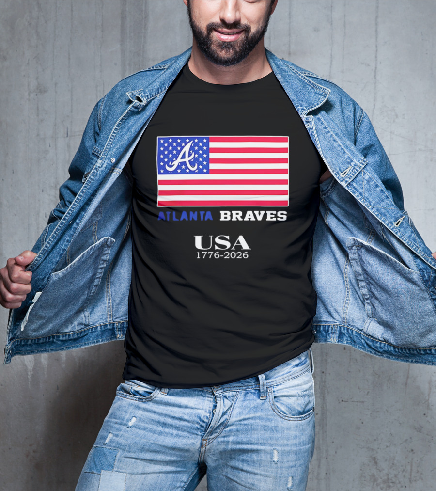 Atlanta Braves USA 1776 2026 American Flag Script A T-Shirt