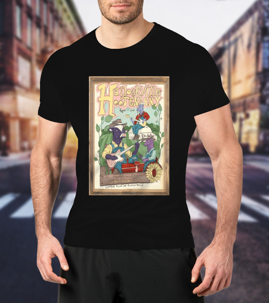 Hallockville Hootenanny August 15 2026 Live Music Farm Riverhead NY T-Shirt