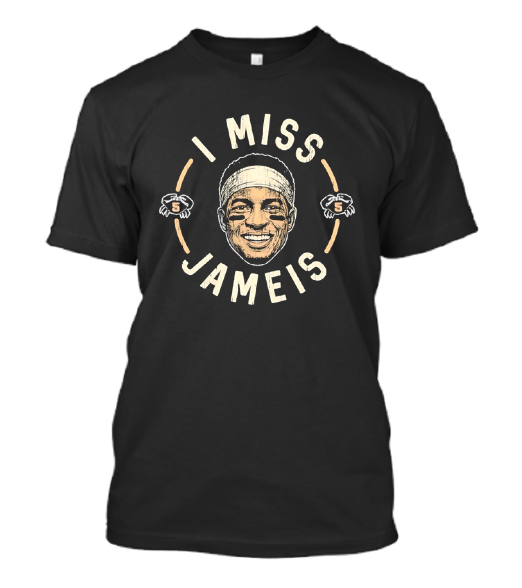 I Miss Jameis Headband Eyeblack Crab Caricature Distressed T-Shirt