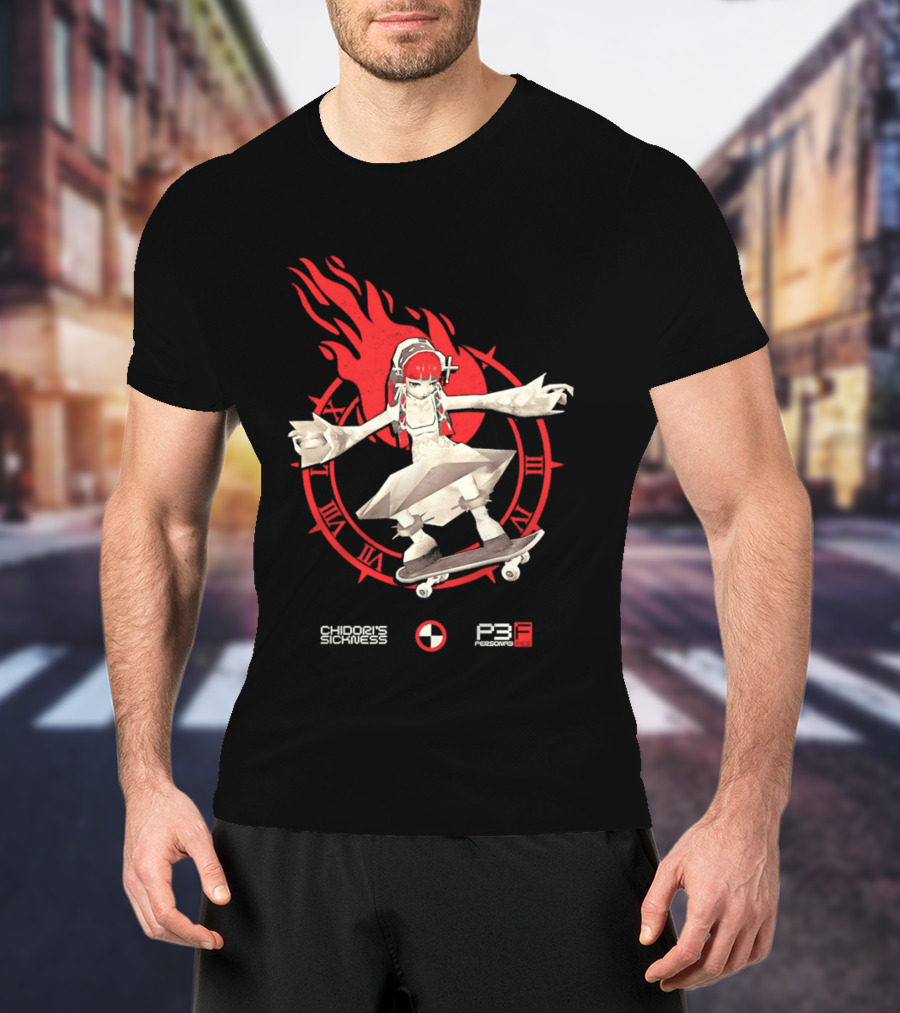 Chidoris Sickness Persona3 Fes P3F Flame Skater T-Shirt