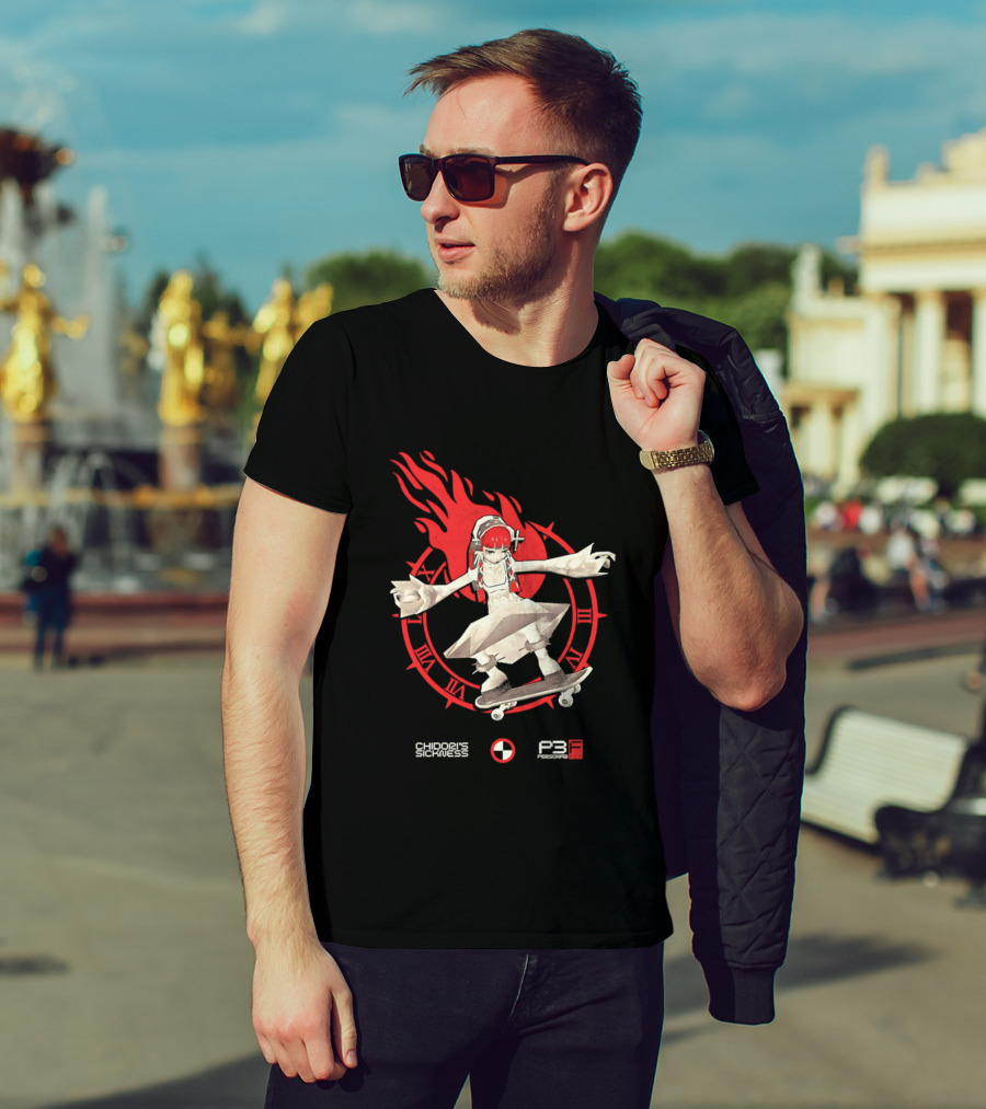 Chidoris Sickness Persona3 Fes P3F Flame Skater T-Shirt
