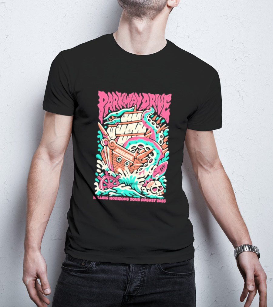 Parkway Drive Killing Horizons Tour Adelaide August 2026 Ship And Tentacle T-Shirt