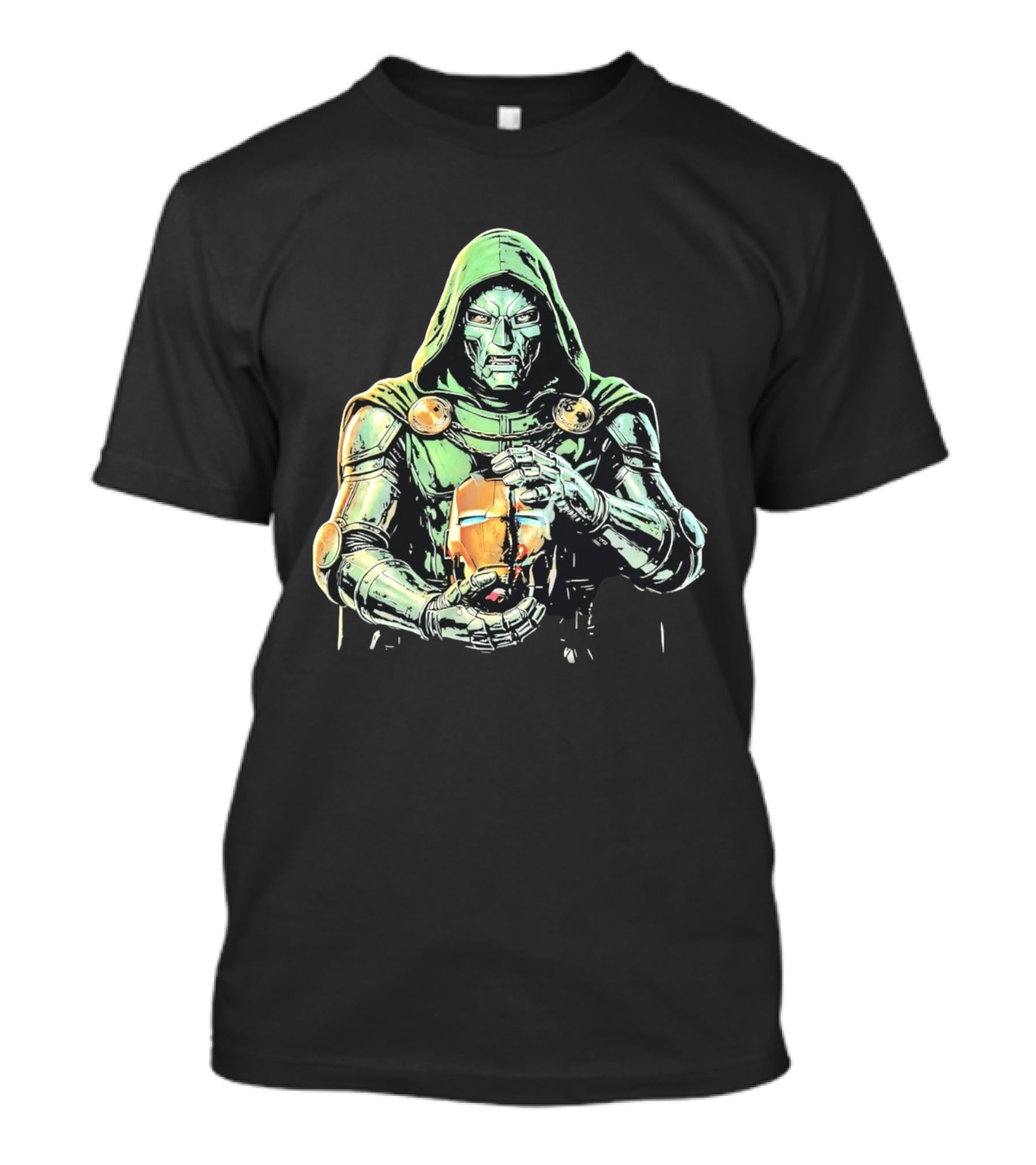Doctor Doom Marvel Holding Broken Iron Man Mask Iconic Showdown T-Shirt